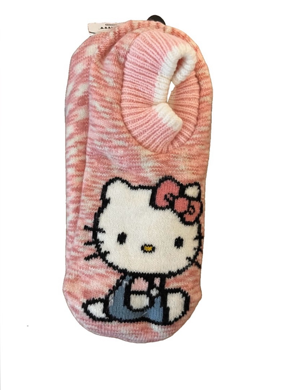 Sanrio Hello Kitty Pink  White Striped Slipper Socks Shoe Size 4-10 NEW